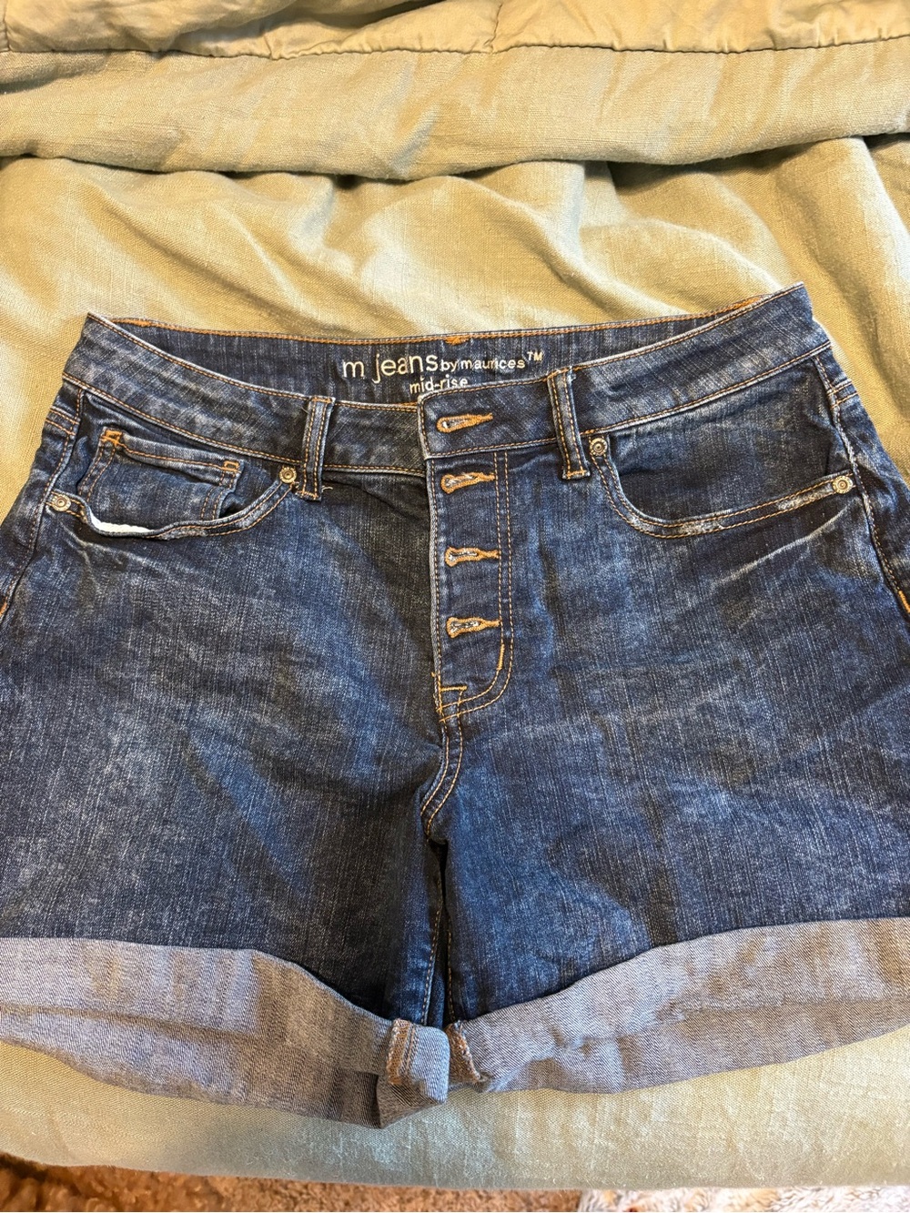 Maurices Dark Blue Roll-Cuff Denim Shorts